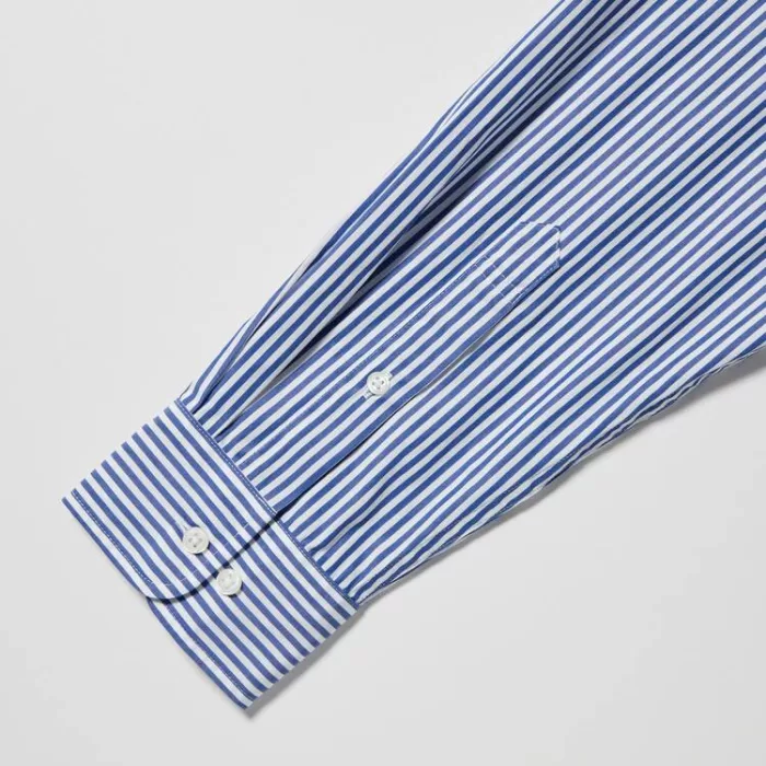 Uniqlo Extra Fine Cotton Broadcloth Regular Fit (Button-down Collar) Men’s Blue Shirts