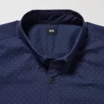 Uniqlo Extra Fine Cotton Broadcloth Regular Fit Printed Shirts (Regular Collar) Men’s Blue