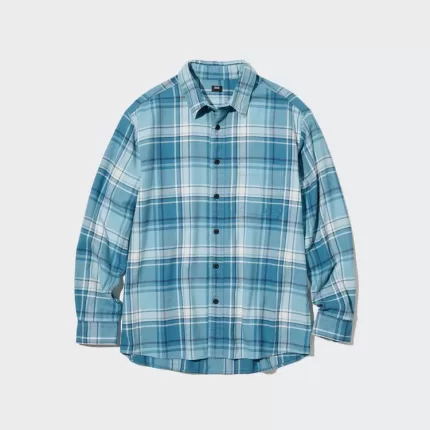 Uniqlo Flannel Checked Regular Fit (Regular Collar) Men’s Shirts Blue