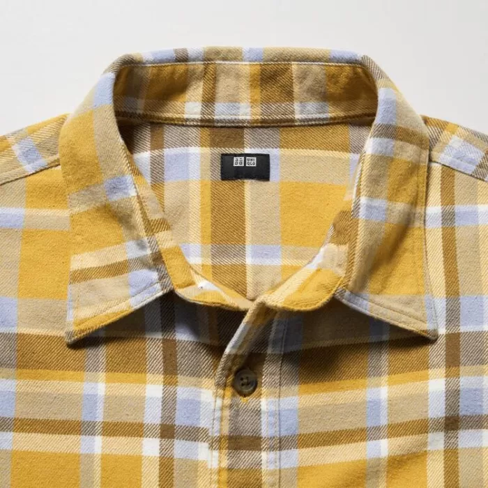 Uniqlo Flannel Checked Regular Fit (Regular Collar) Men’s Shirts Yellow