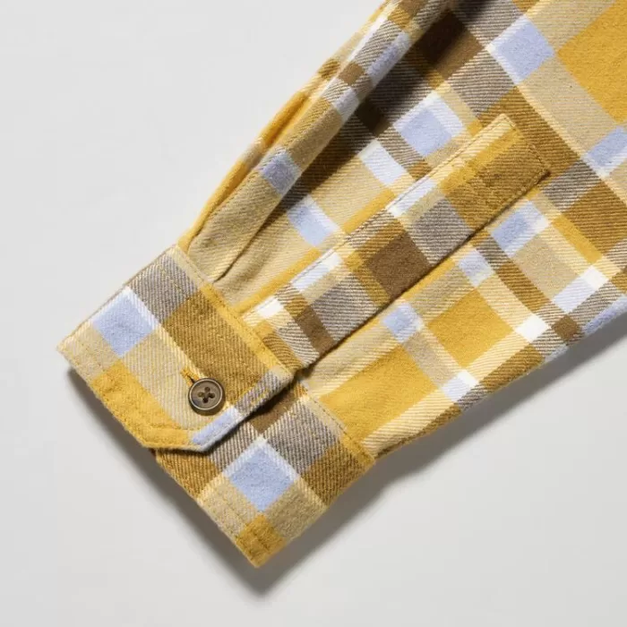 Uniqlo Flannel Checked Regular Fit (Regular Collar) Men’s Shirts Yellow