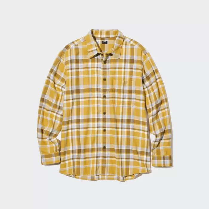 Uniqlo Flannel Checked Regular Fit (Regular Collar) Men’s Shirts Yellow