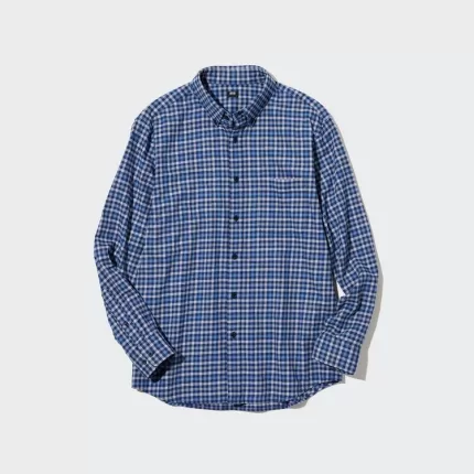 Uniqlo Flannel Regular Fit Checked (Button-down Collar) Men’s Shirts Blue