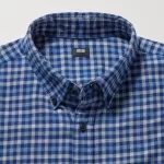 Uniqlo Flannel Regular Fit Checked (Button-down Collar) Men’s Shirts Blue