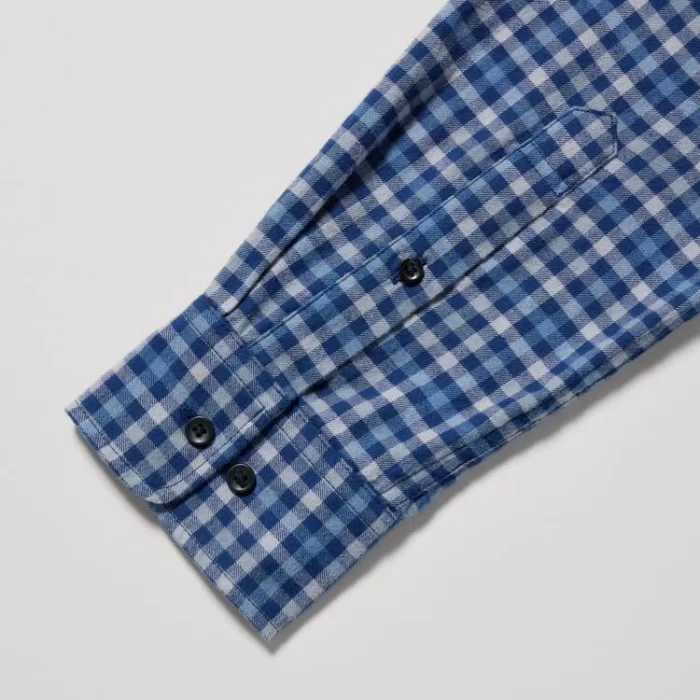 Uniqlo Flannel Regular Fit Checked (Button-down Collar) Men’s Shirts Blue