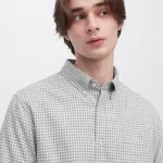 Uniqlo Flannel Regular Fit Checked (Button-down Collar) Men’s Shirts Grey