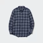 Uniqlo Flannel Regular Fit Checked (Button-down Collar) Men’s Shirts Navy Blue