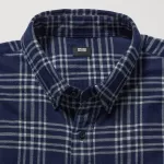 Uniqlo Flannel Regular Fit Checked (Button-down Collar) Men’s Shirts Navy Blue