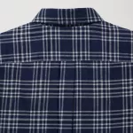 Uniqlo Flannel Regular Fit Checked (Button-down Collar) Men’s Shirts Navy Blue