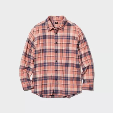 Uniqlo Flannel Regular Fit Checked (Regular Collar) Men’s Shirts Pink