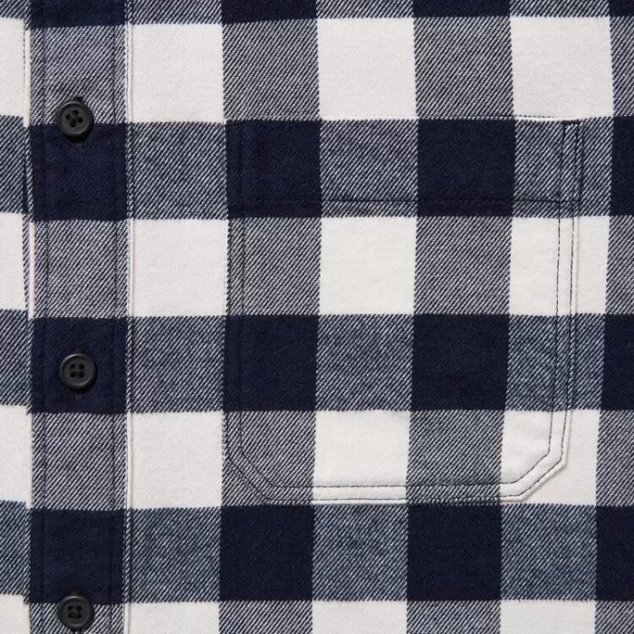 Uniqlo Flannel Regular Fit Checked (Regular Collar) Men’s White Shirts