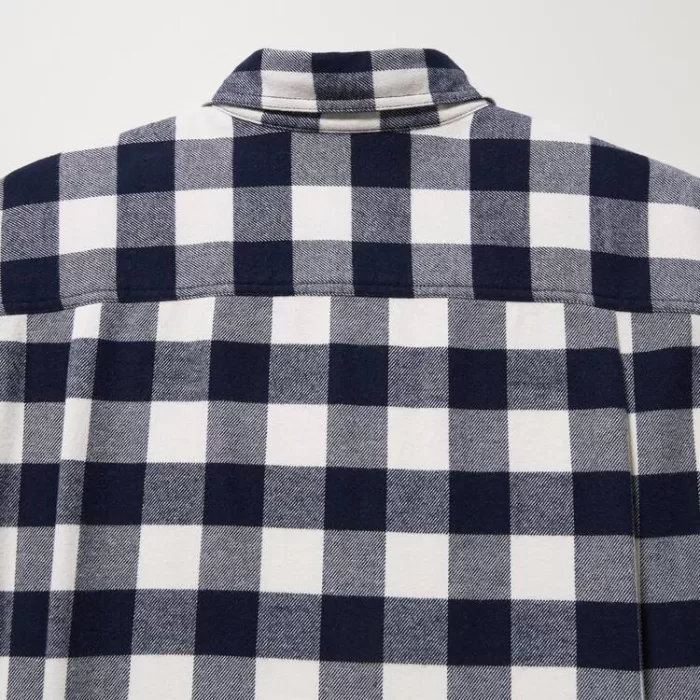 Uniqlo Flannel Regular Fit Checked (Regular Collar) Men’s White Shirts