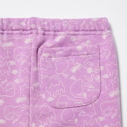 Uniqlo Fleece Cat Print Baby Pink Leggings