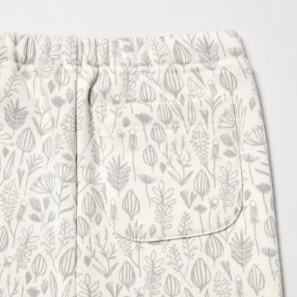 Uniqlo Fleece Flower Print Baby White Leggings