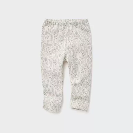 Uniqlo Fleece Flower Print Baby White Leggings