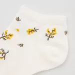 Uniqlo Flower Print Short Socks (Three Pairs) Kids Cream Yellow Blue