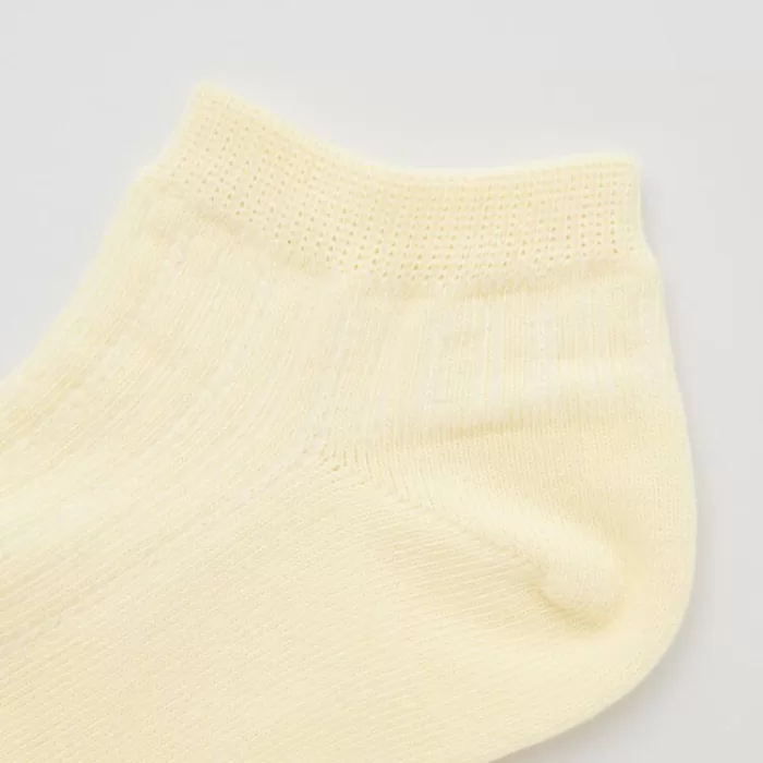 Uniqlo Flower Print Short Socks (Three Pairs) Kids Cream Yellow Blue