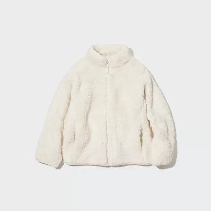 Uniqlo Fluffy Fleece Zipped Jackets Kids White