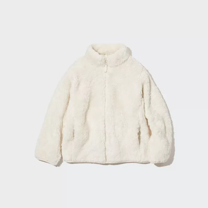 Uniqlo Fluffy Fleece Zipped Jackets Kids White