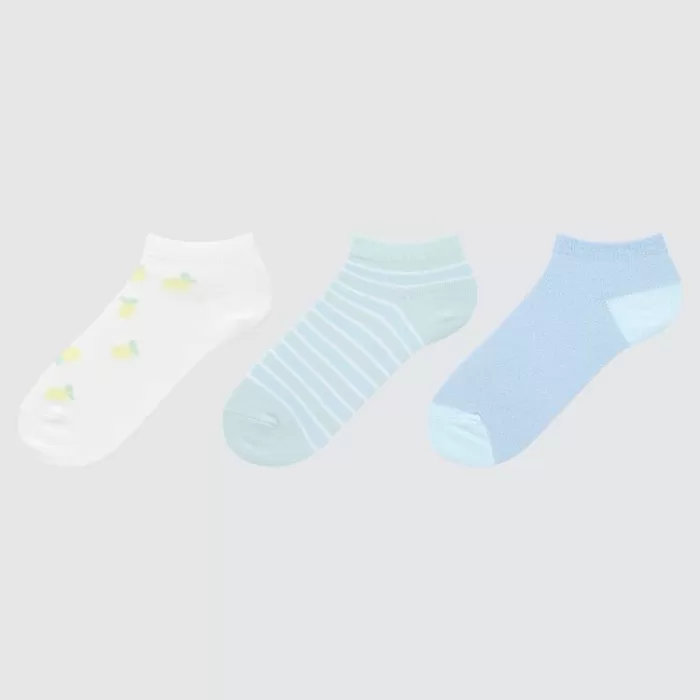 Uniqlo Fruit Print Short Socks (Three Pairs) Kids White Blue Green