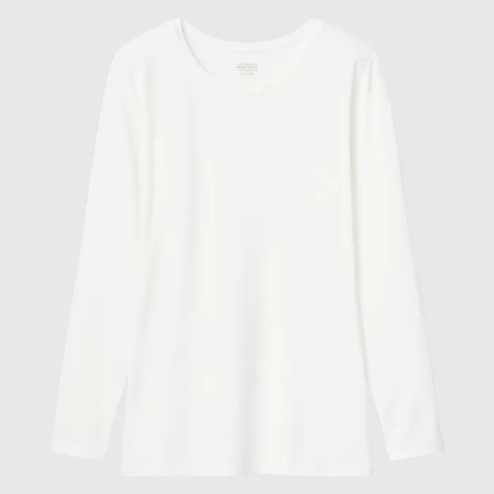 Uniqlo Heattech Crew Neck Long Sleeved Thermal Women’s Tops White