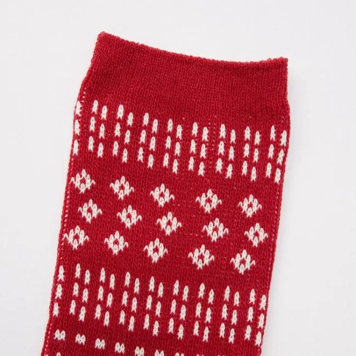 Uniqlo Heattech Fair Isle Print Socks (Two Pairs) Kids Red Beige