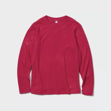 Uniqlo Heattech Fleece Crew Neck Long Sleeved Thermal Women’s Tops Red