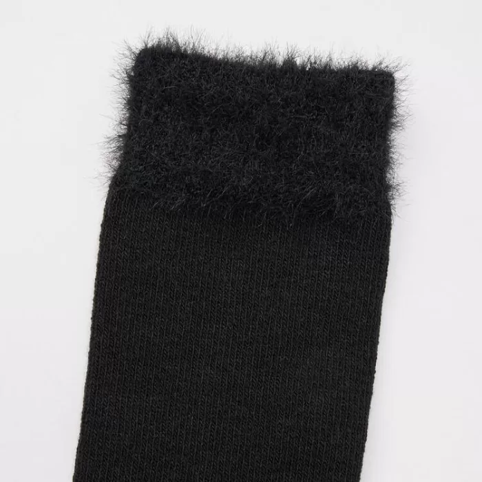 Uniqlo Heattech Knee High Fluffy Socks (Two Pairs) Kids Black