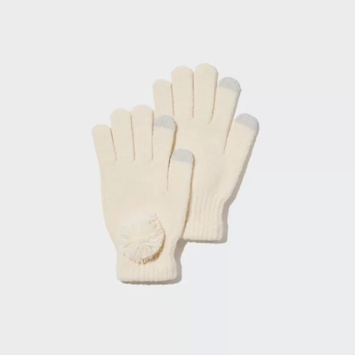 Uniqlo Heattech Knitted Gloves Kids White