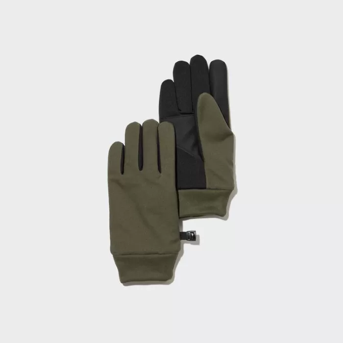 Uniqlo Heattech Lining Touchscreen Thermal Gloves Kids Olive Green