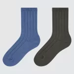 Uniqlo Heattech Ribbed Socks (Two Pairs) Kids Blue Grey