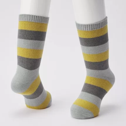 Uniqlo Heattech Striped Socks (Two Pairs) Kids Grey Yellow