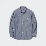 Uniqlo Hickory Denim Regular Fit Work Shirts (Regular Collar) Men Blue