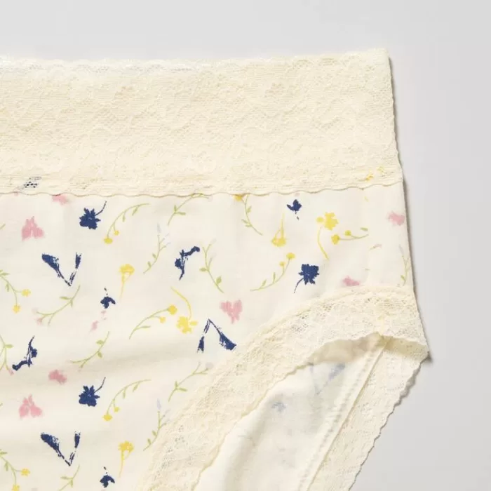 Uniqlo High Rise Flower Print Women’s Underwear Beige