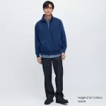 Uniqlo Indigo Sweat Half-zipped Pullover Men’s Sweatshirts Blue