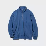 Uniqlo Indigo Sweat Half-zipped Pullover Men’s Sweatshirts Blue