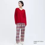 Uniqlo Ines De La Fressange Cotton Cashmere Blend Oversized V Neck Women’s Knitwear Red