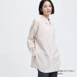 Uniqlo Ines De La Fressange Cotton Silk Blend Oversized Long Sleeved Women’s Shirts Beige