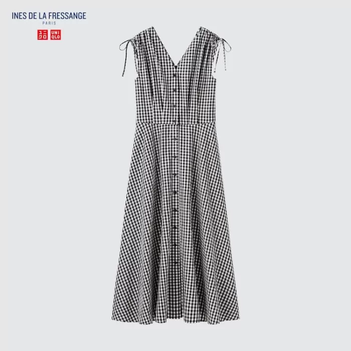 Uniqlo Ines De La Fressange Cotton V Neck Sleeveless Dress Women White Black