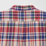 Uniqlo Ines De La Fressange Linen Cotton Blend Pintucked Long Sleeved Women’s Shirts Blue Red