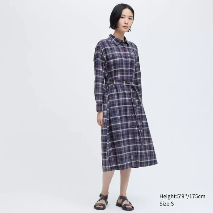 Uniqlo Ines De La Fressange Linen Cotton Blended Women’s Dress Blue