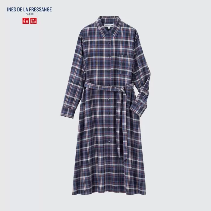 Uniqlo Ines De La Fressange Linen Cotton Blended Women’s Dress Blue