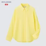 Uniqlo Ines De La Fressange Sheer Cotton Relaxed Fit Long Sleeved Women’s Shirts Yellow