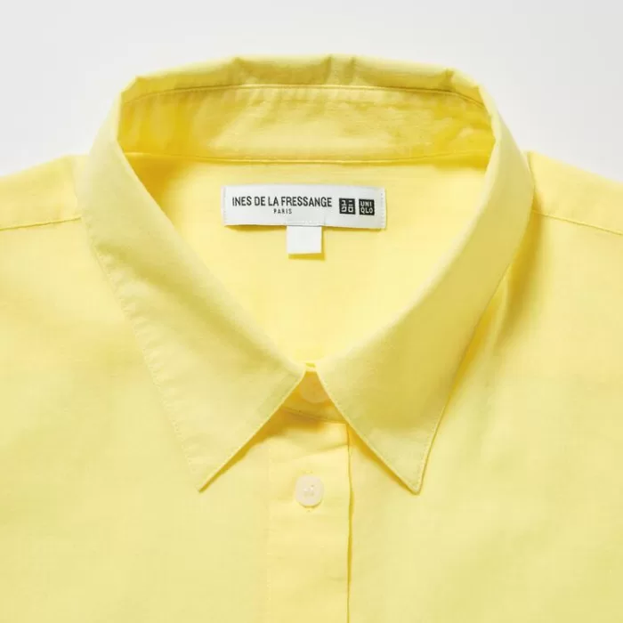 Uniqlo Ines De La Fressange Sheer Cotton Relaxed Fit Long Sleeved Women’s Shirts Yellow