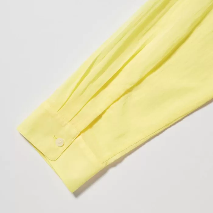 Uniqlo Ines De La Fressange Sheer Cotton Relaxed Fit Long Sleeved Women’s Shirts Yellow