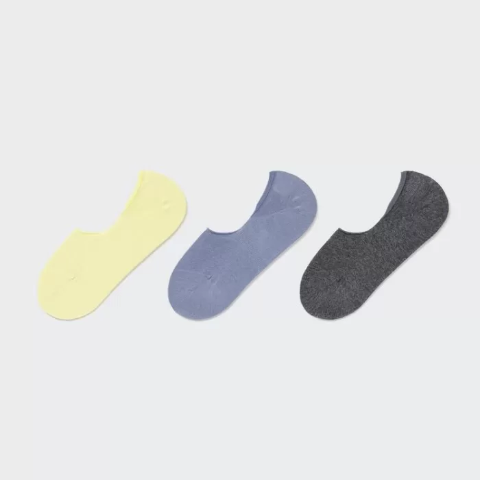 Uniqlo Invisible No-show Socks (Three Pairs) Women Yellow Blue Grey