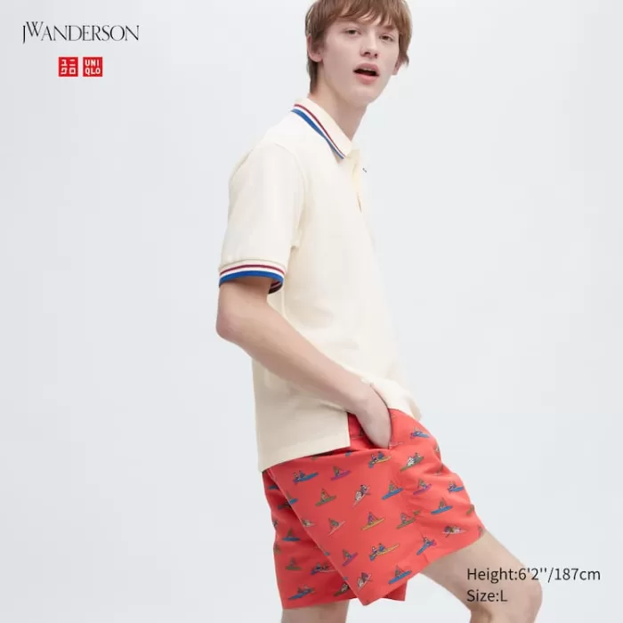 Uniqlo JW Anderson Rowing Print Active Utility Shorts Men Red