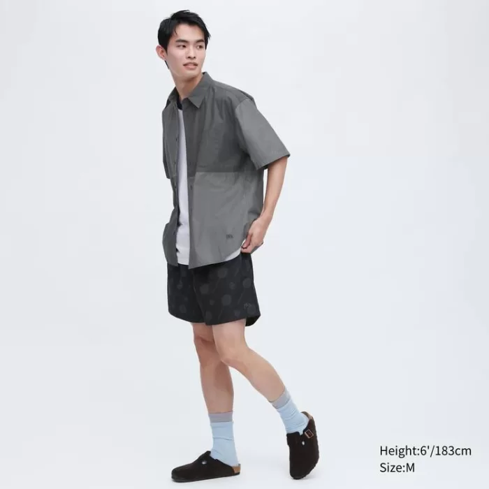 Uniqlo Jw Anderson Casual Chambray Short Sleeved Men’s Shirts Grey