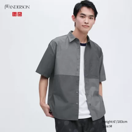 Uniqlo Jw Anderson Casual Chambray Short Sleeved Men’s Shirts Grey