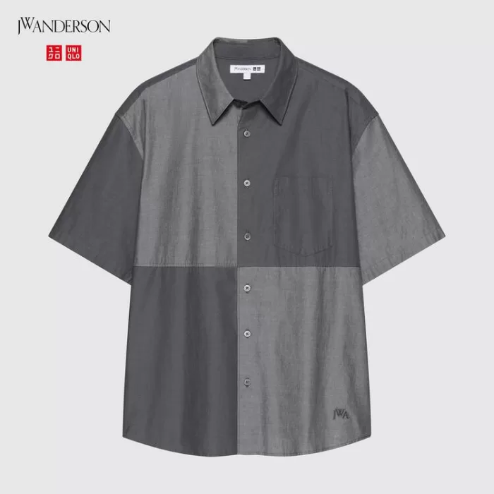 Uniqlo Jw Anderson Casual Chambray Short Sleeved Men’s Shirts Grey